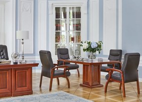 Stolik biurowy Dunkan, kwadratowy, fornirowany drewnem. Dostępne wymiary: 80x80 cm i 120x120 cm. Stolik okolicznościowy do biura. Meble gabinetowe Prestige.