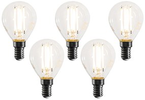 Zestaw 5 ściemnialnych żarówek LED E14 Filament G45 Przezroczyste 4W 470 lm 2700K