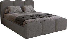 Łóżko tapicerowane 180x200 cm Capri - pojemnik, stelaż metalowy - tkanina boucle, szary (Lambi 12)