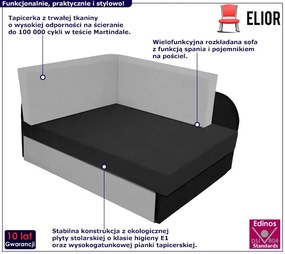 Czarno szary młodzieżowy tapczan rozkładany P3-H00
