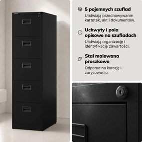 Szafa kartotekowa metalowa czarna, 460x1625,5x600 mm: SARA V5