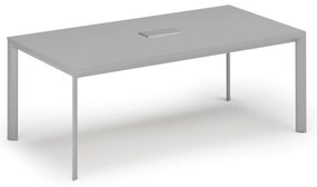 Stół konferencyjny PRIMO INVITATION, 200x100 cm, szary + port blatowy TYP II, srebrny
