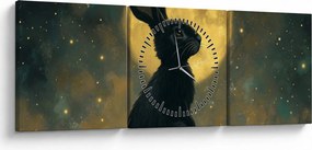 Obraz - Zając z księżycem (z zegarem) (90x30 cm)