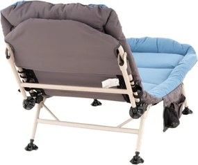 Leżak kempingowy z poduszką, niebiesko-szary