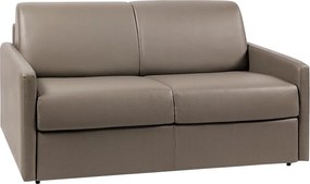Kanapa 2-osobowa rozkładana typu express w kolorze taupe ze z ekoskóry z siedziskiem z pianki z pamięcią kształtu - Powierzchnia 120 cm - Materac 18 cm CALIFE