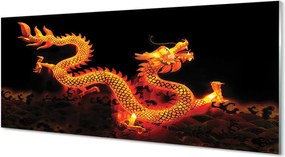 Szklany Panel Majestatyczny Złoty Smok