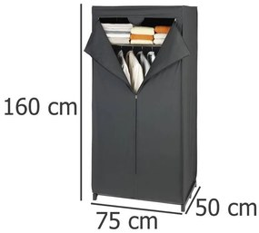 Szafa tekstylna DEEP BLACK, składana garderoba, 160x75x50cm, WENKO