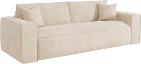 Kanapa 3-osobowa rozkładana typu express z tkaniny beżowej - pow. spania 140 cm - Materac 16 cm z pianką memory - AMELIA
