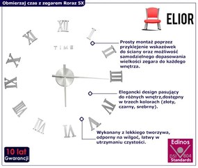 Minimalistyczny srebrny zegar 100 cm - Roraz 5X