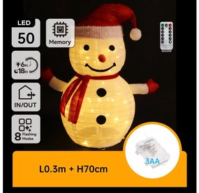 Aigostar - LED bożonarodzeniowa dekoracja zewnętrzna 50xLED/3xAA 0,7m IP44 bałwan