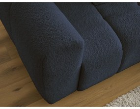 Niebieski rozkładany/ze schowkiem narożnik z materiału bouclé (prawostronny/z szezlongiem) Roxelane – Bobochic Paris