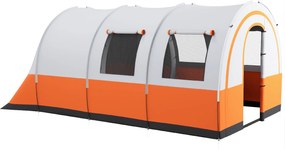 Outsunny Namiot Campingowy do 6 os., Rodzinny, Z oddzielnymi strefami, Wodoodporny, Kremowobiały