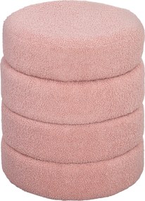 HOMCOM Hoker, okrągły, polar Teddy, stalowa konstrukcja, do 120kg, Φ40x45H cm, Różowy