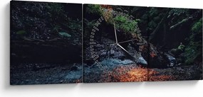 Obraz górskiej rzeki (z zegarem) (90x30 cm)