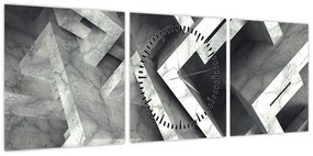 Abstrakcyjny obraz kostek (z zegarem) (90x30 cm)