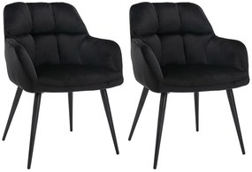 Zestaw 2 krzeseł PEGA marki Pascal Morabito - Podłokietniki - Welur i metal - Czarny