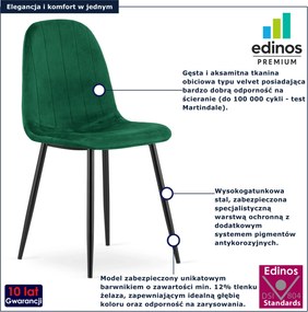 Zielone krzesło welurowe na czarnych nogach N0-T45