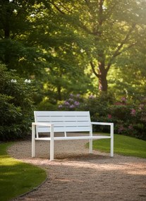 Biała ławka ogrodowa z oparciem G4-M66