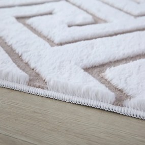 Dywan-pluszowy 3D Vision biało-beżowy 140 cm x 200 cm