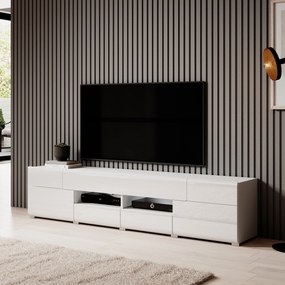 Szafka RTV stojąca IBIZA 208 cm do Salonu pod Telewizor 4 Szuflady - Biały