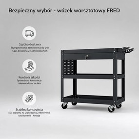 Wózek narzędziowy warsztatowy z szufladą, na kółkach, antracytowy, 800x800x380 mm: FRED