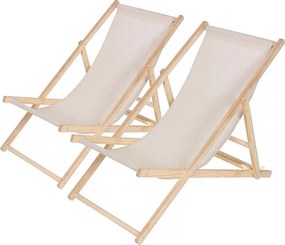 Zestaw 2 drewnianych leżaków "Chillienne" - Ecru
