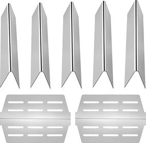 Pręty Osłon Palników i Rozpraszacz SucceBuy Ciepła do Grilla 7PCs, Odprowadzacz Tłuszczu do Palnika 44,6 cm, do Grillów Weber Genesis Seria 300