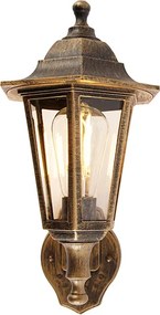 Klasyczna lampa ścienna zewnętrzna antyczne złoto z czujnikiem ruchu - New Haven