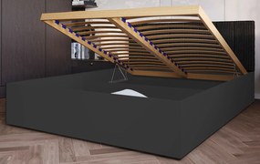 Czarne łóżko z pojemnikiem i materacem 120x200 T3-S99