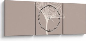 Obraz - Beżowe liście N⁰5 (z zegarem) (90x30 cm)