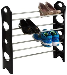 Metalowy regał na buty w czarno-srebrnym kolorze Tavia – Premier Housewares
