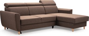 Masseno Narożnik SAPORE z funkcją spania i pojemnikiem na pościel Narozniki L, Rozkładana sofa - Brązowy, DENVER 11