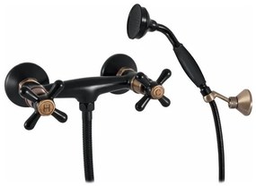 RAV Slezák MK180.5/2CMATSM - zestaw prysznicowy z baterią MORAVA RETRO czarny/mosiądz