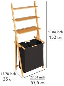 Wenko Regał drabinkowy z koszem na pranie Ecori, 152 x 35 x 57 cm