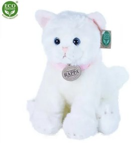 Rappa Pluszowy kot siedzący biały, 25 cm