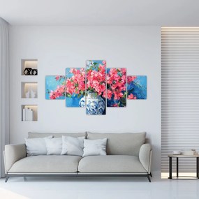 Obraz - Wazon z różowymi kwiatami (125x70 cm)