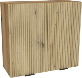 Zestaw Mebli Kuchennych MODERN 170 cm Dąb Artisan/Szary Połysk Ryflowany Nowoczesny