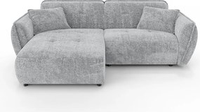 Jasnoszary narożnik z tkaniny szenilowej (lewostronny/z szezlongiem) Nelia – Ropez