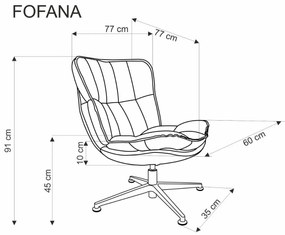 Fotel tapicerowany FOFANA kremowy obracany HALMAR