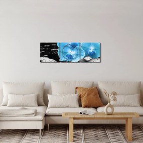 Obraz - Niebieska Orchidea (z zegarem) (90x30 cm)
