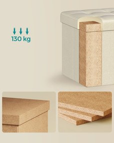 Stołek ze schowkiem OTTOMAN 30x30 cm, kremowy
