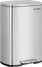 Kosz na śmieci TIDY z wolnym zamykaniem, 50 l, srebrny SongmicsHome
