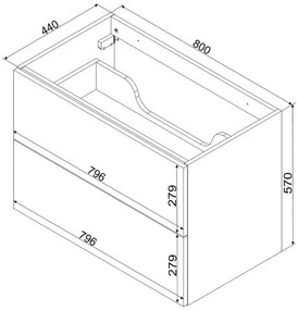 Podwieszana szafka pod umywalkę z szufladami 80 cm - Hortif 11X