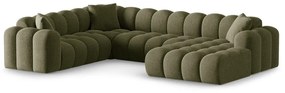 Zielony narożnik z tkaniny szenilowej (lewostronny/w kształcie litery U) Treno – Cosmopolitan Design