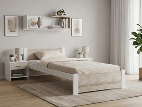 Łóżko IKAROS 90 x 200 cm, białe/dąb sonoma Stelaż: Ze stelażem listwowym rolowanym, Materac: Materac Sommera