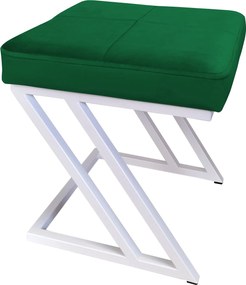 Pufa ZETA tkanina Welur loft ławka podnóżek metal : Kolor Stelaża - Biały, Kolor tkaniny - VELVET - MG25, Typ tkaniny - Velvet