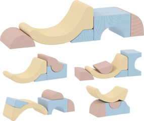 AIYAPLAY Zestaw 5 Piankowych Klocków do Wspinania, z Pokryciem z Cordu, Lekkie, do Budowania, Raczkowania, Wspinania, Kolorowe