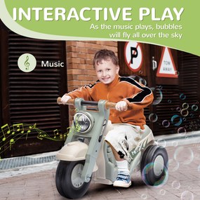 AIYAPLAY Samochodzik dla dzieci, Design motocykla, Muzyka i Bańki, dla 2-5 Lat, Kremowobiały