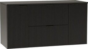 Szafka pod umywalkę WENA, z 2 drzwiami i 2 szufladami, ryflowane fronty, Willy, 120x60x47 cm, Czarna