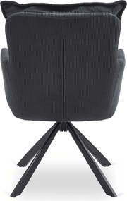 Krzesło Tapicerowane Obrotowe do Salonu CITY Czarne Sztruksowe Nowoczesne